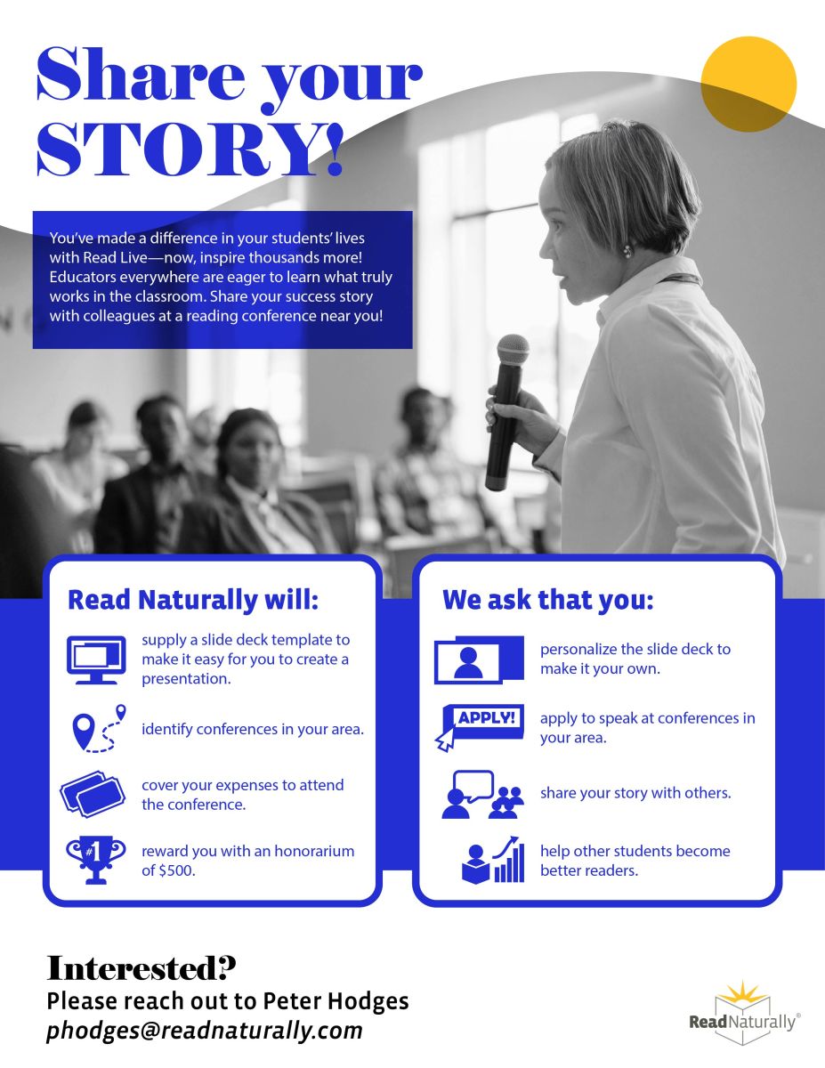 Share your Read Live success story at a reading conference and inspire educators! Get a presentation template, conference funding, and a $500 reward. Help teachers discover effective reading interventions.